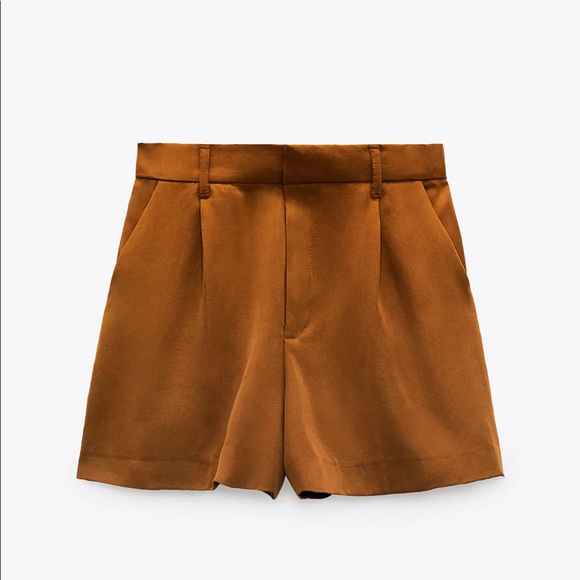 Zara caramel pleated shorts - Picture 1 of 8